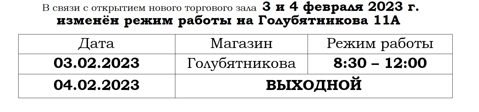 закрытие Голубятникова 03 и 04 февраля 2023